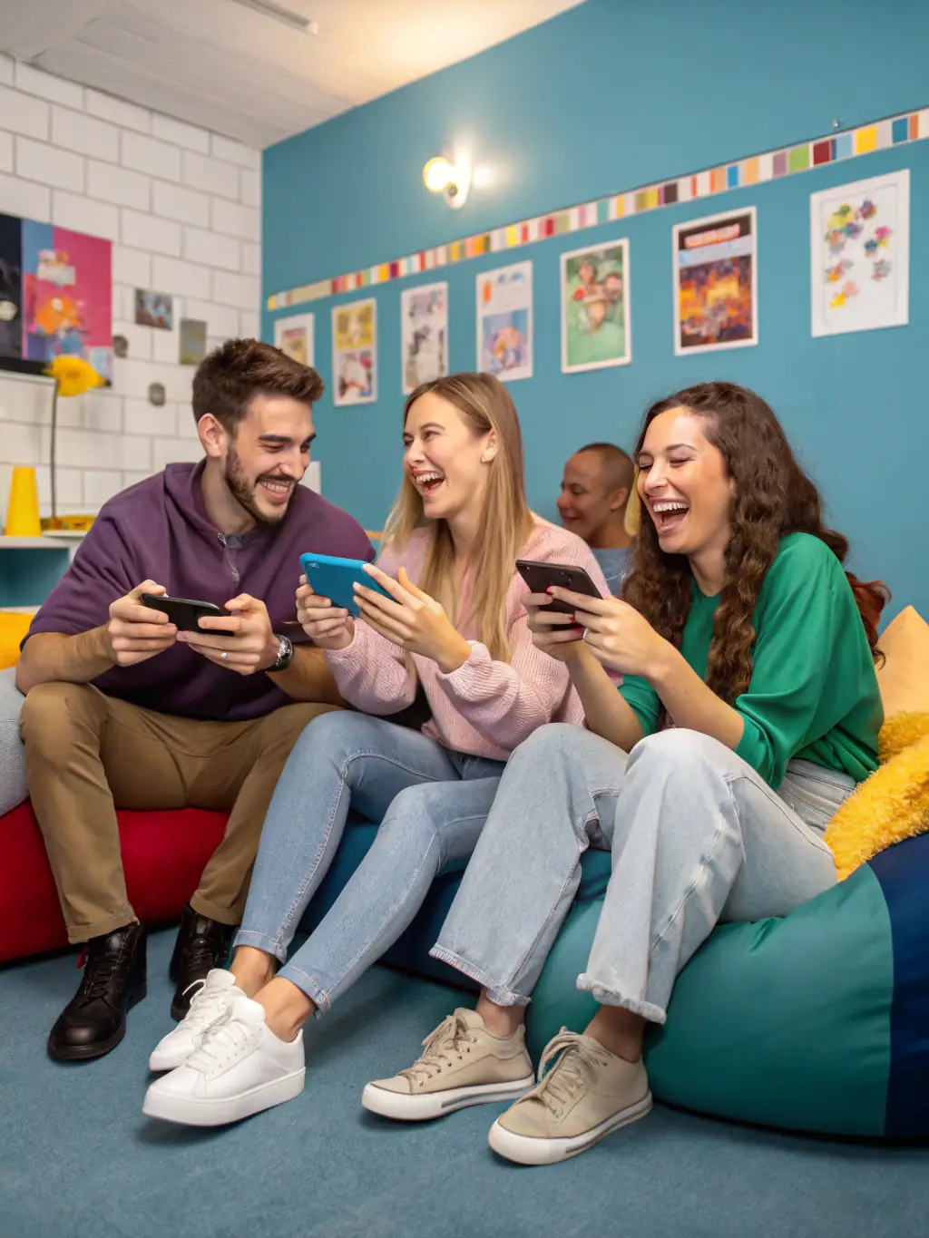 An image depicting users of different age groups happily playing various games on the Free Tiger Game app, showcasing the engaging and entertaining experience.