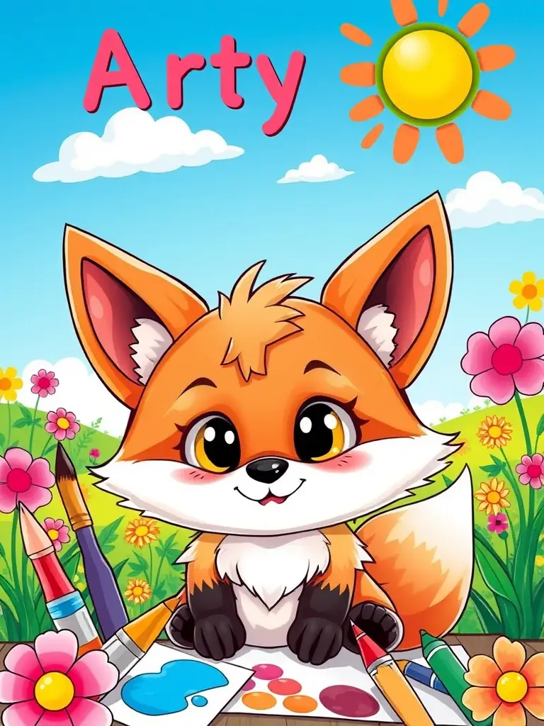 An image representing the 'Coloring Fun' game, featuring a partially colored drawing of a friendly animal, with a palette of vibrant colors displayed.